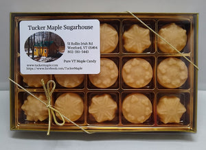 Maple Candy Snowflake Shapes made by Tucker Maple Sugarhouse