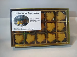 Small leaf shaped maple candy.  15 pieces of mouth watering maple candies that weigh approximately .33 ounces each.  Handmade by Tucker Maple Sugarhouse in Westford, VT